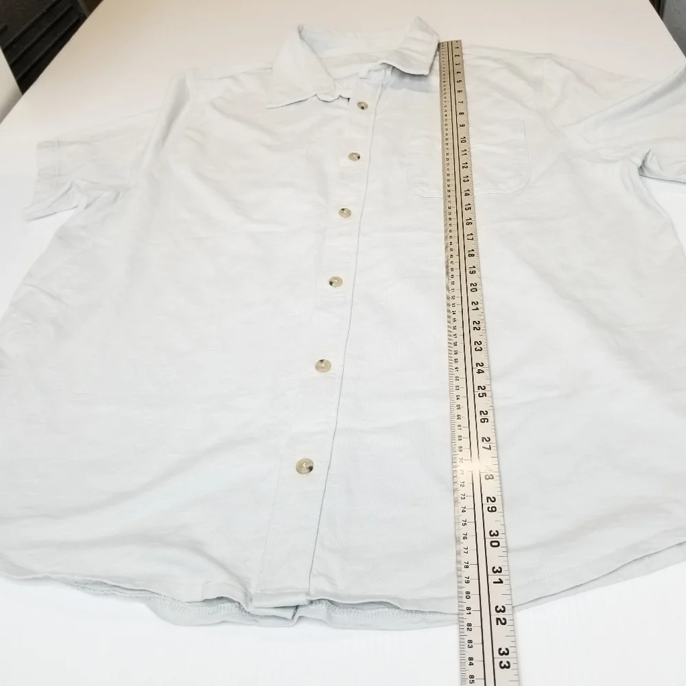 J.Crew Men's Garment-Dyed Slub Gray Cotton Shortsleeve Buttondown Shirt, Egypt